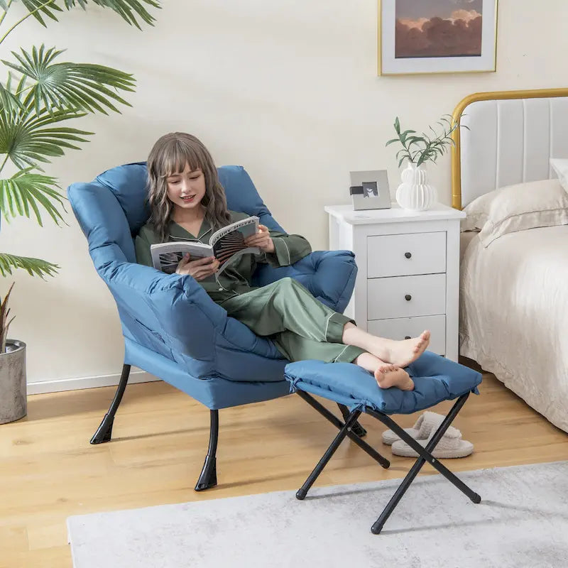 Canapé-fauteuil paresseux avec repose-pieds pliant et pouf