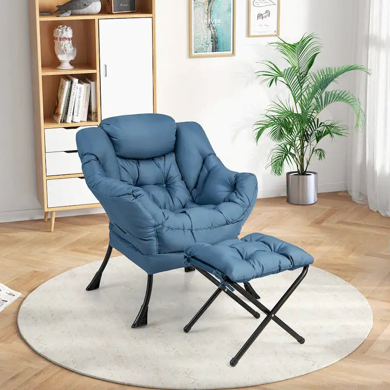 Canapé-fauteuil paresseux avec repose-pieds pliant et pouf