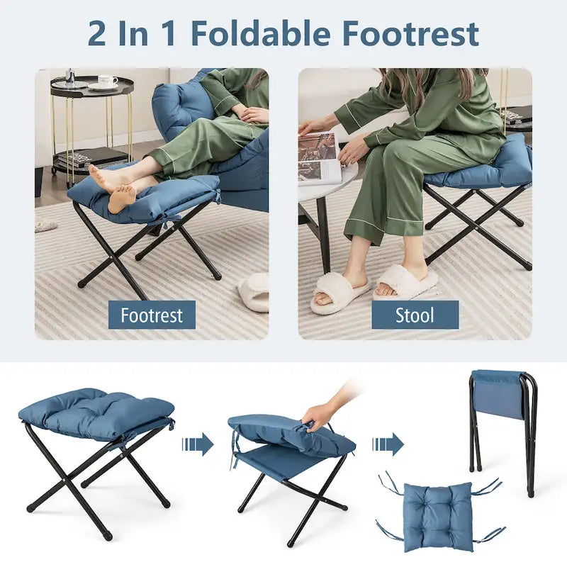Canapé-fauteuil paresseux avec repose-pieds pliant et pouf