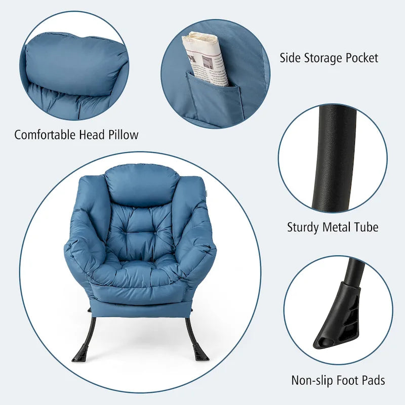 Canapé-fauteuil paresseux avec repose-pieds pliant et pouf
