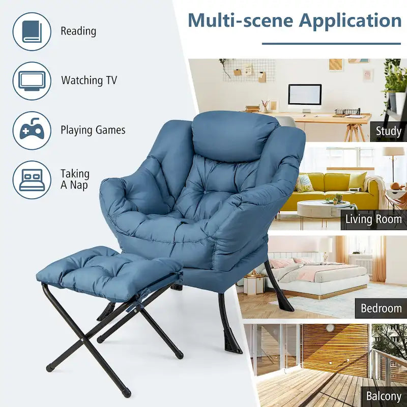 Canapé-fauteuil paresseux avec repose-pieds pliant et pouf