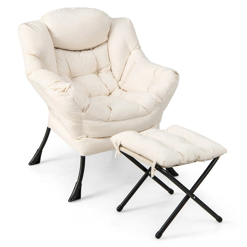 Canapé-fauteuil paresseux avec repose-pieds pliant et pouf