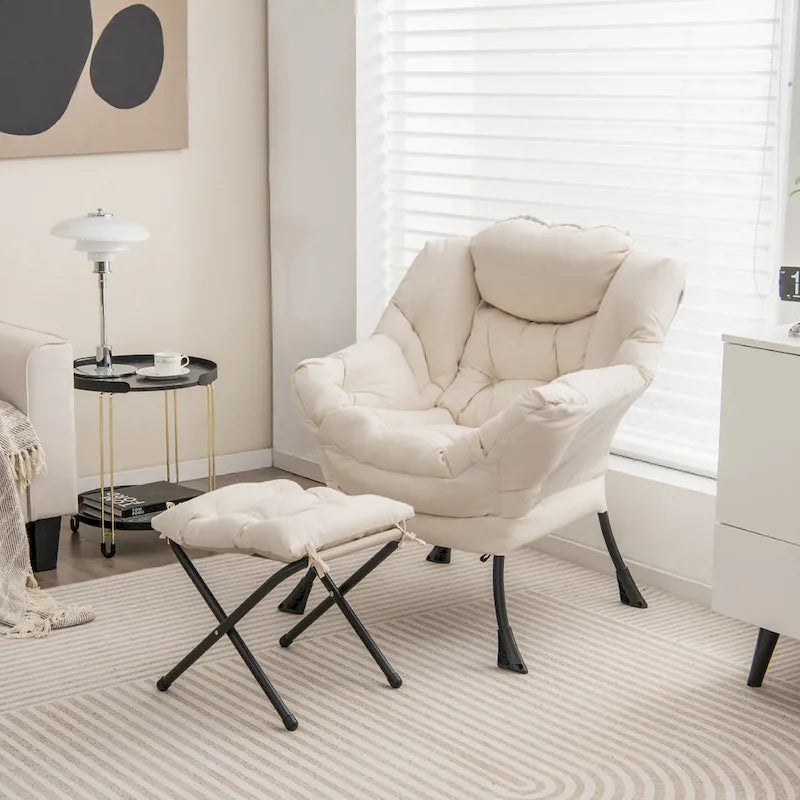 Canapé-fauteuil paresseux avec repose-pieds pliant et pouf