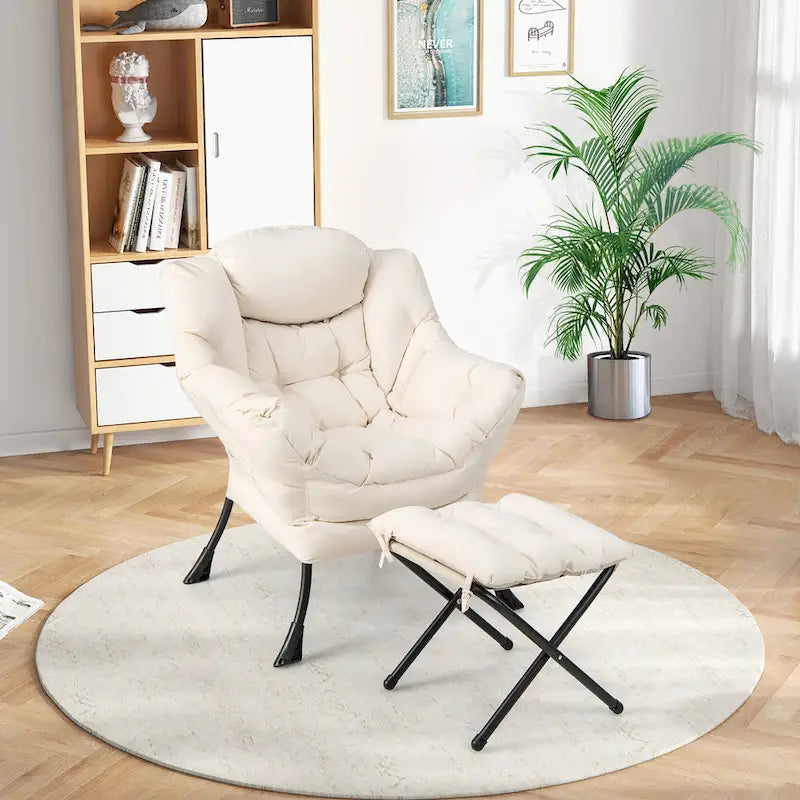 Canapé-fauteuil paresseux avec repose-pieds pliant et pouf