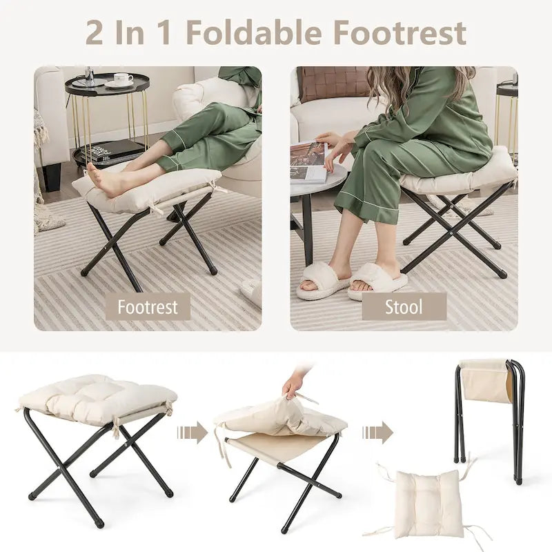 Canapé-fauteuil paresseux avec repose-pieds pliant et pouf