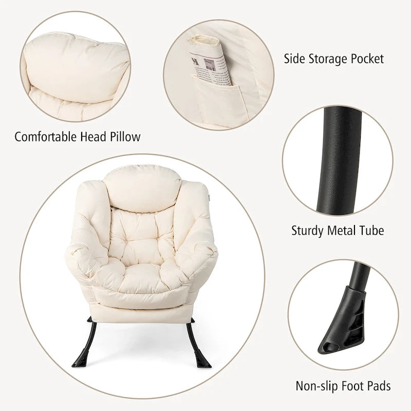Canapé-fauteuil paresseux avec repose-pieds pliant et pouf