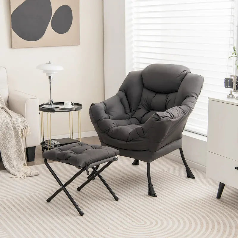 Canapé-fauteuil paresseux avec repose-pieds pliant et pouf