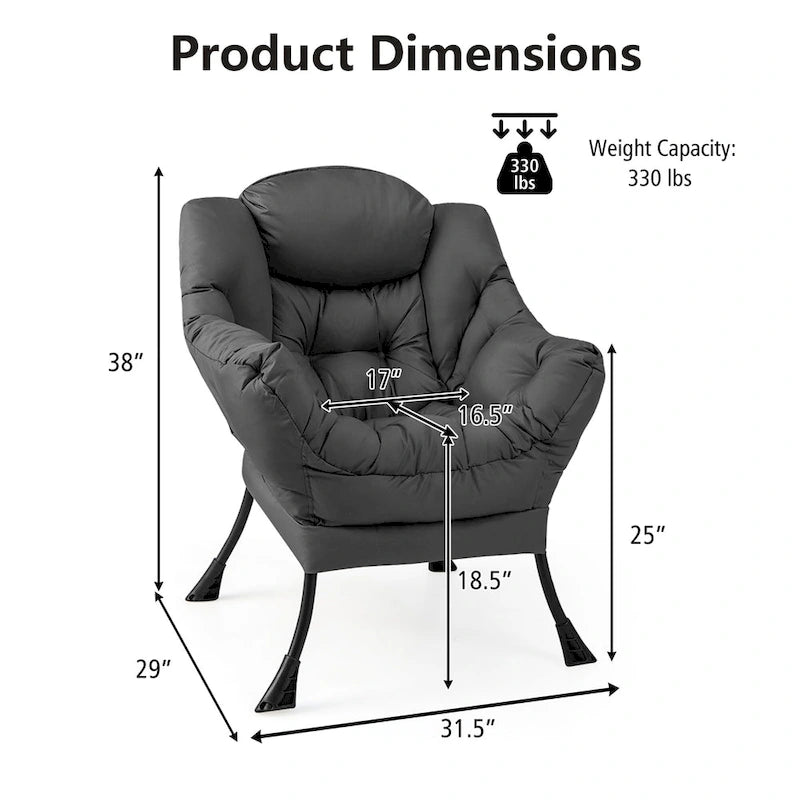 Canapé-fauteuil paresseux avec repose-pieds pliant et pouf