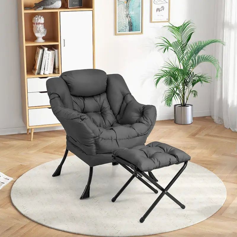 Canapé-fauteuil paresseux avec repose-pieds pliant et pouf