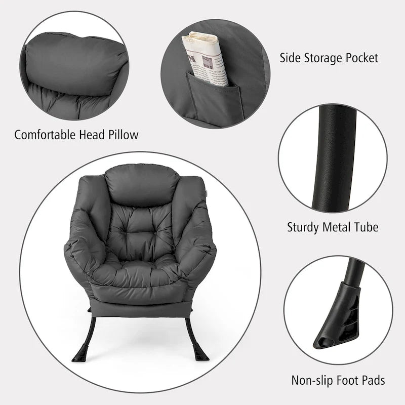 Canapé-fauteuil paresseux avec repose-pieds pliant et pouf