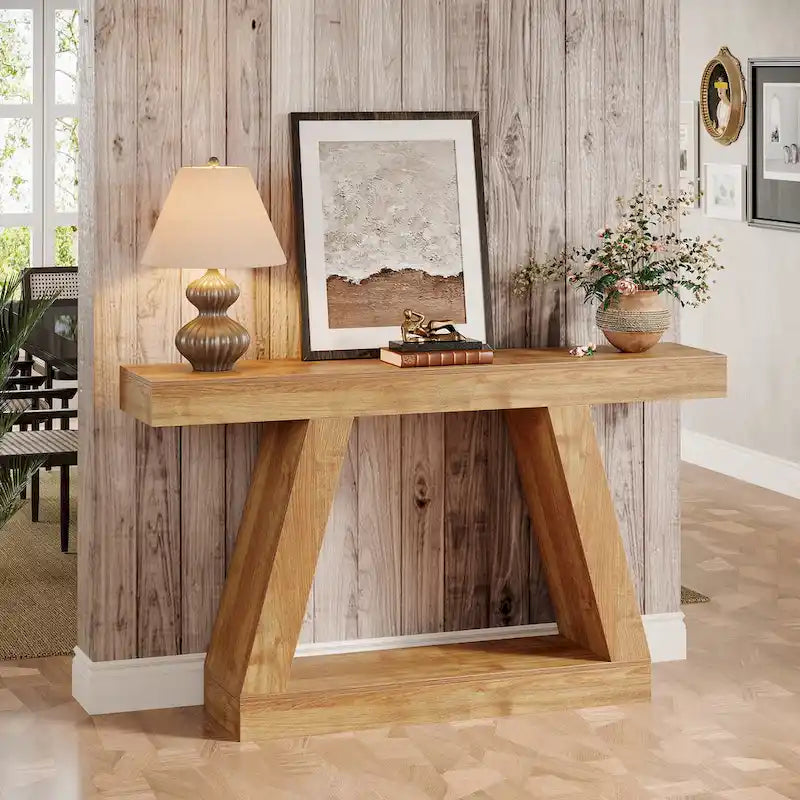 Console de canapé en bois de style campagnard de 55 pouces avec rangement - 11,81 P x 55,12 L x 31,5 H
