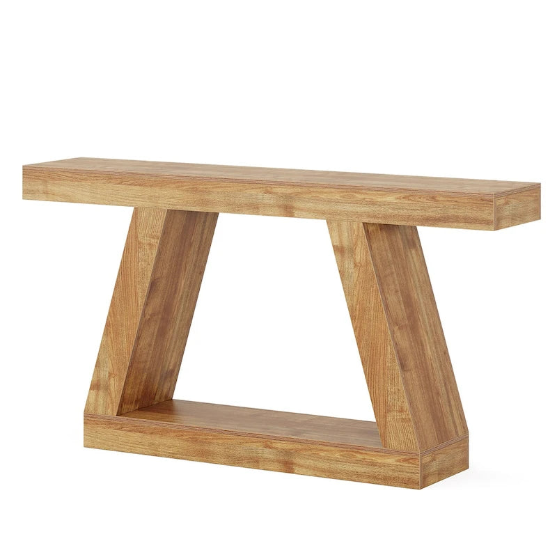 Console de canapé en bois de style campagnard de 55 pouces avec rangement - 11,81 P x 55,12 L x 31,5 H