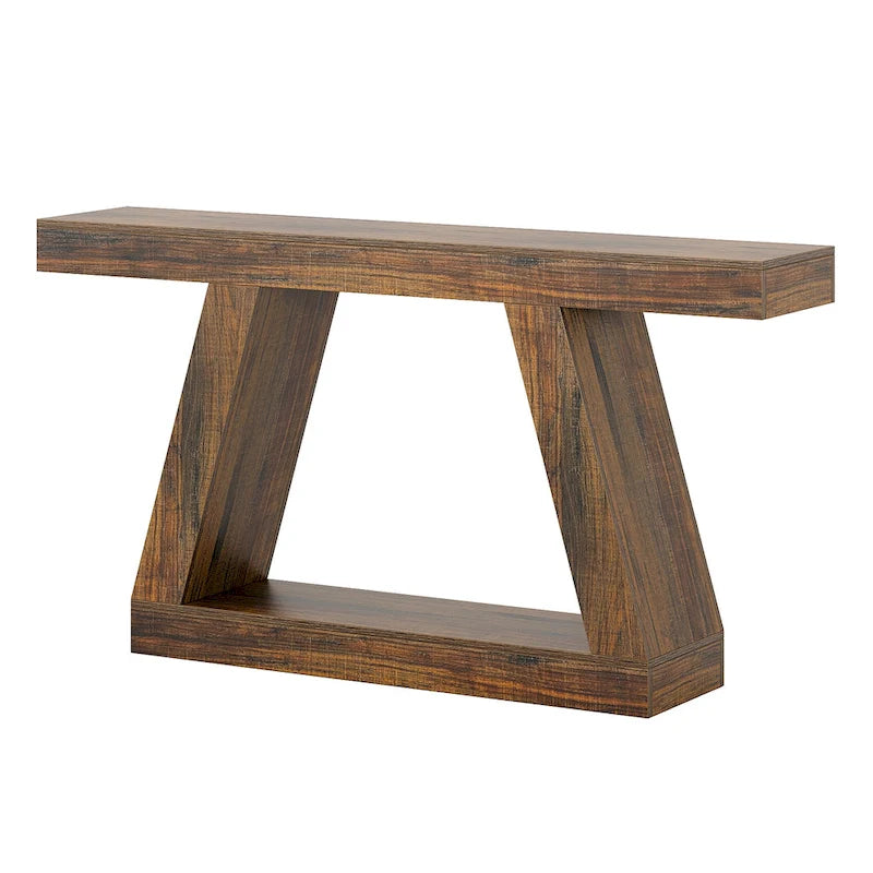 Console de canapé en bois de style campagnard de 55 pouces avec rangement - 11,81 P x 55,12 L x 31,5 H
