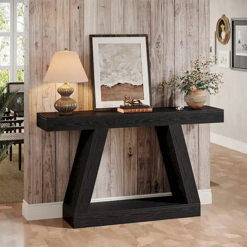 Console de canapé en bois de style campagnard de 55 pouces avec rangement - 11,81 P x 55,12 L x 31,5 H
