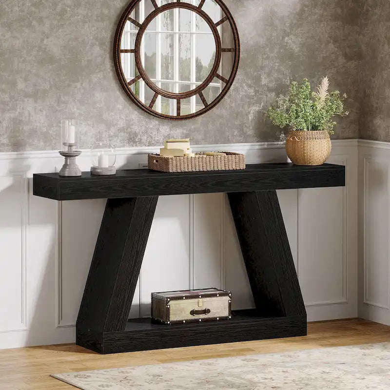 Console de canapé en bois de style campagnard de 55 pouces avec rangement - 11,81 P x 55,12 L x 31,5 H