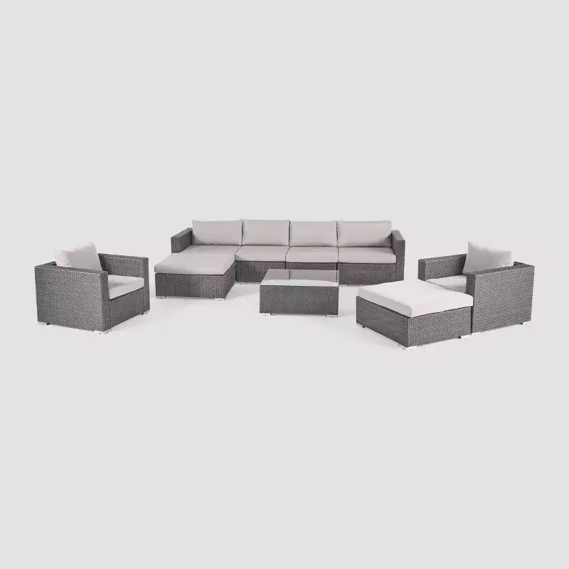 Santa Rosa 9pc All-Weather Wicker Patio Chat Set - Christopher Knight Home