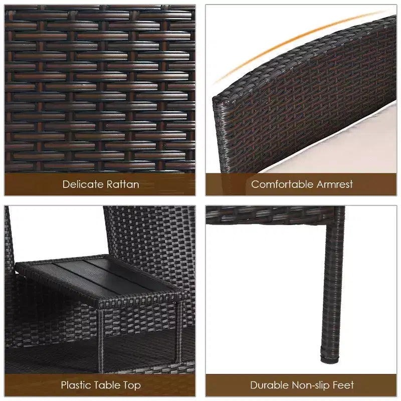 Costway Patented Patio Rattan Chat Set Loveseat Sofa Table Chairs Conversation Cushioned