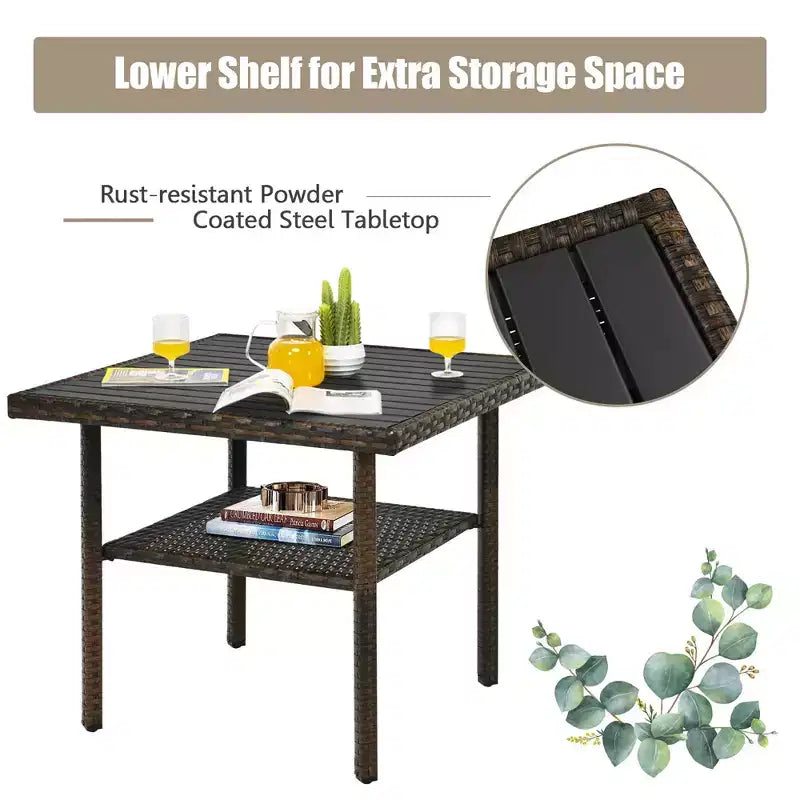 Costway 6PCS Patio Rattan Dining Sofa furniture Set Ottoman Table Lower Shelf