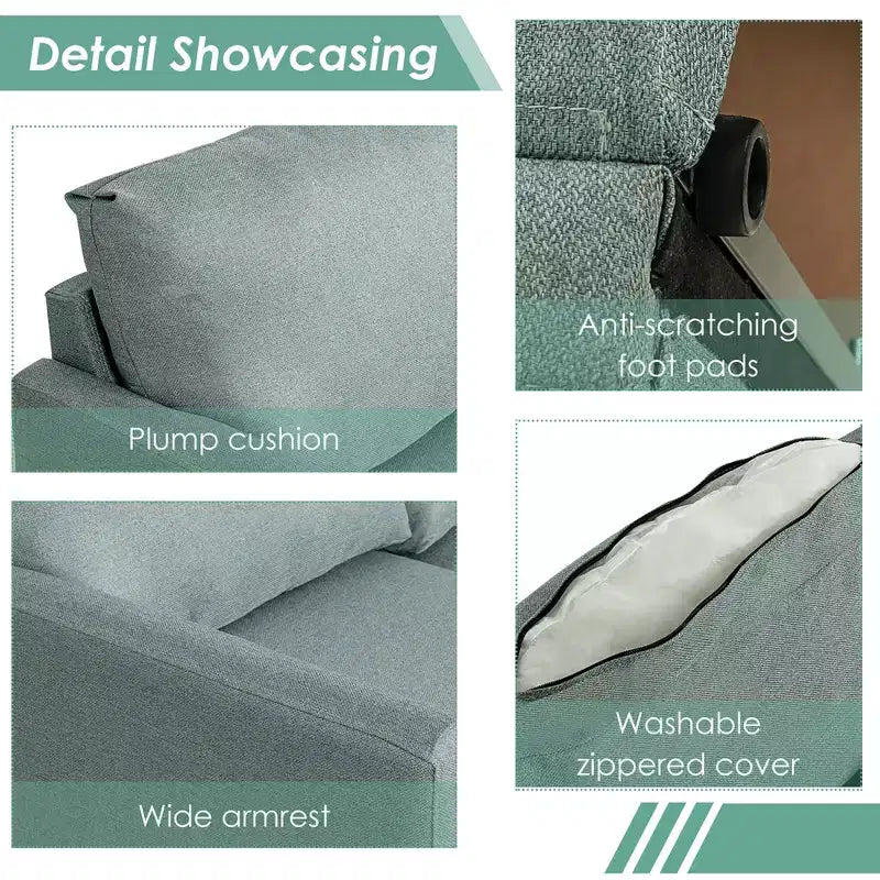 Costway Convertible Sectional Sofa L-Shaped Couch w/Reversible Chaise Dark Grey\Green\Light Grey