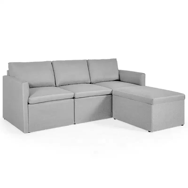 Costway Convertible Sectional Sofa L-Shaped Couch w/Reversible Chaise Dark Grey\Green\Light Grey