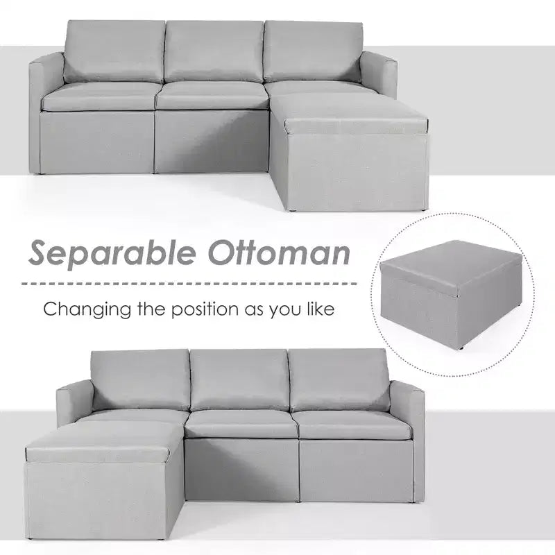Costway Convertible Sectional Sofa L-Shaped Couch w/Reversible Chaise Dark Grey\Green\Light Grey