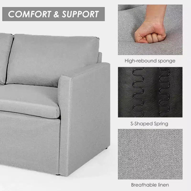 Costway Convertible Sectional Sofa L-Shaped Couch w/Reversible Chaise Dark Grey\Green\Light Grey