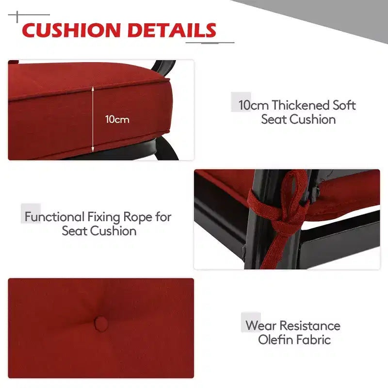 Costway 2PCS Patio Loveseat Bench Table Furniture Set Cushioned Chair
