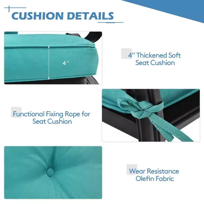 Costway 2PCS Patio Loveseat Bench Table Furniture Set Cushioned Chair