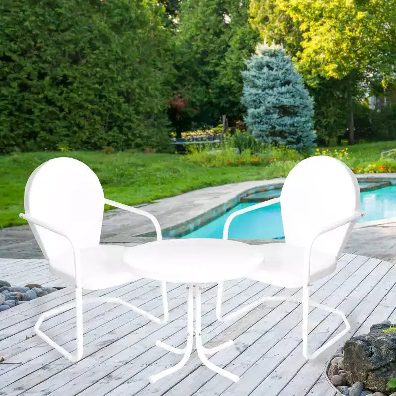 Northlight 3-Piece Retro Metal Tulip Chairs and Side Table Outdoor Set, White
