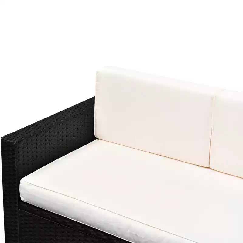 Outsunny 4-Piece Rattan Wicker Furniture Set, Outdoor Cushioned Conversation Furniture with 2 Chairs, Loveseat, and Glass Coffee Table