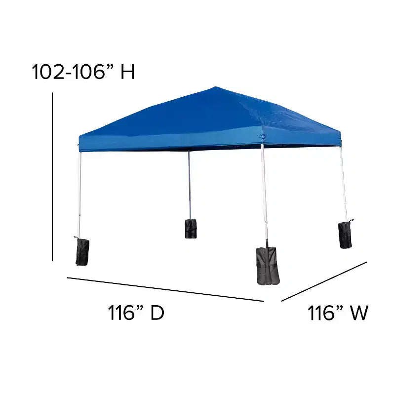 Flash Furniture Portable Tailgate/Event Tent Set-10'x10' Wheeled Pop Up Canopy Tent, 6-Foot Bi-Fold Table, 4 Folding Chairs