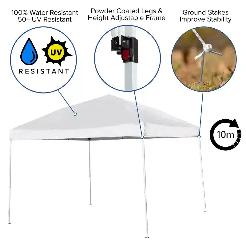 Flash Furniture Portable Tailgate/Event Tent Set - 10'x10' Pop Up Canopy Tent, 6-Foot Bi-Fold Table, Set of 4 Folding Chairs