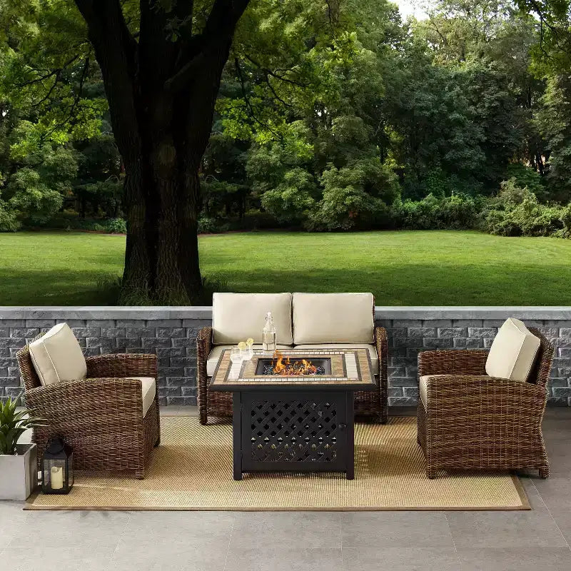 4pc Bradenton Outdoor Steel Fire Pit Set - Crosley