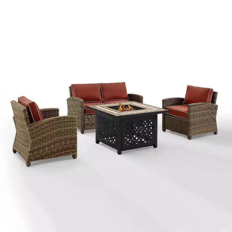 4pc Bradenton Outdoor Steel Fire Pit Set - Crosley