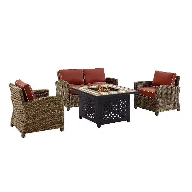 4pc Bradenton Outdoor Steel Fire Pit Set - Crosley