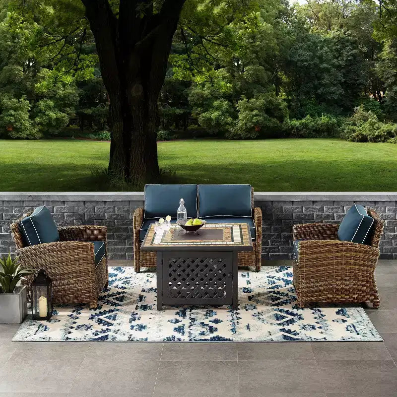 4pc Bradenton Outdoor Steel Fire Pit Set - Crosley