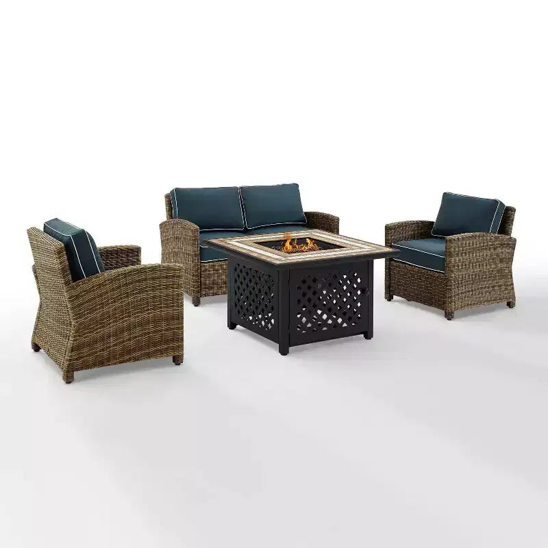 4pc Bradenton Outdoor Steel Fire Pit Set - Crosley