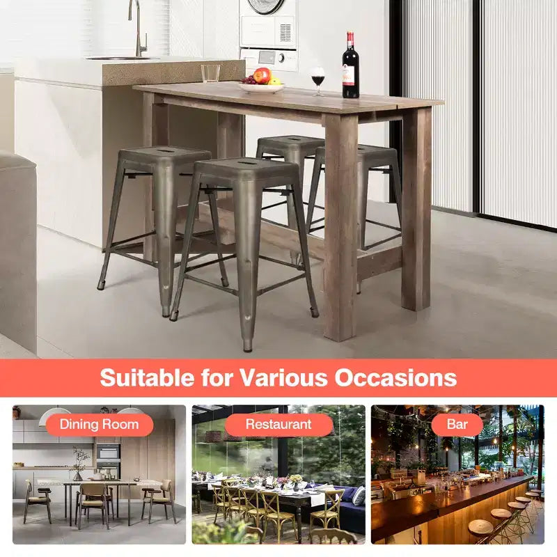 Costway 5 PCS Dining Table Set Kitchen Rectangular Counter Height Table W/ 4 Bar Stools
