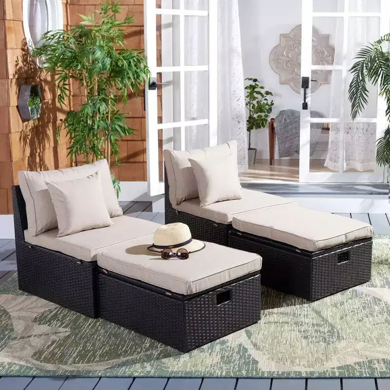 Pramla Sette & Ottoman Patio Set - Indoor/Outdoor - PAT7515 - Safavieh