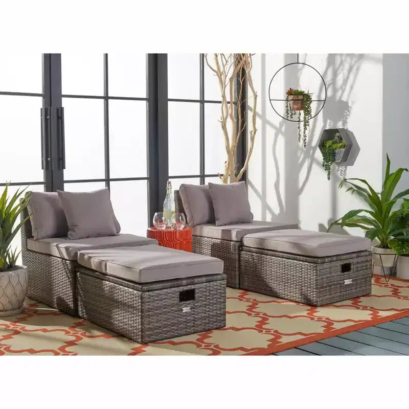 Pramla Sette & Ottoman Patio Set - Indoor/Outdoor - PAT7515 - Safavieh