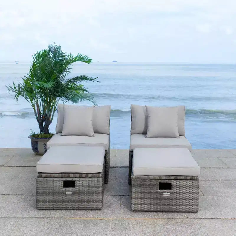 Pramla Sette & Ottoman Patio Set - Indoor/Outdoor - PAT7515 - Safavieh