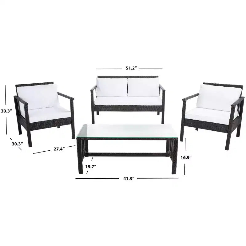 Garnen 4 Piece Living Set - Indoor/Outdoor - PAT7714 - Safavieh