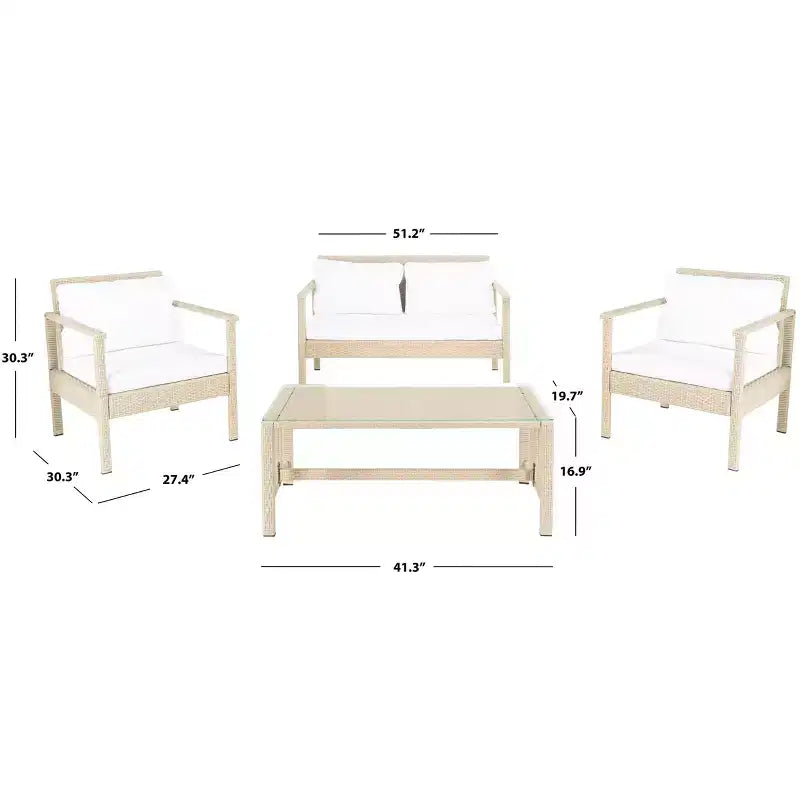 Garnen 4 Piece Living Set - Indoor/Outdoor - PAT7714 - Safavieh