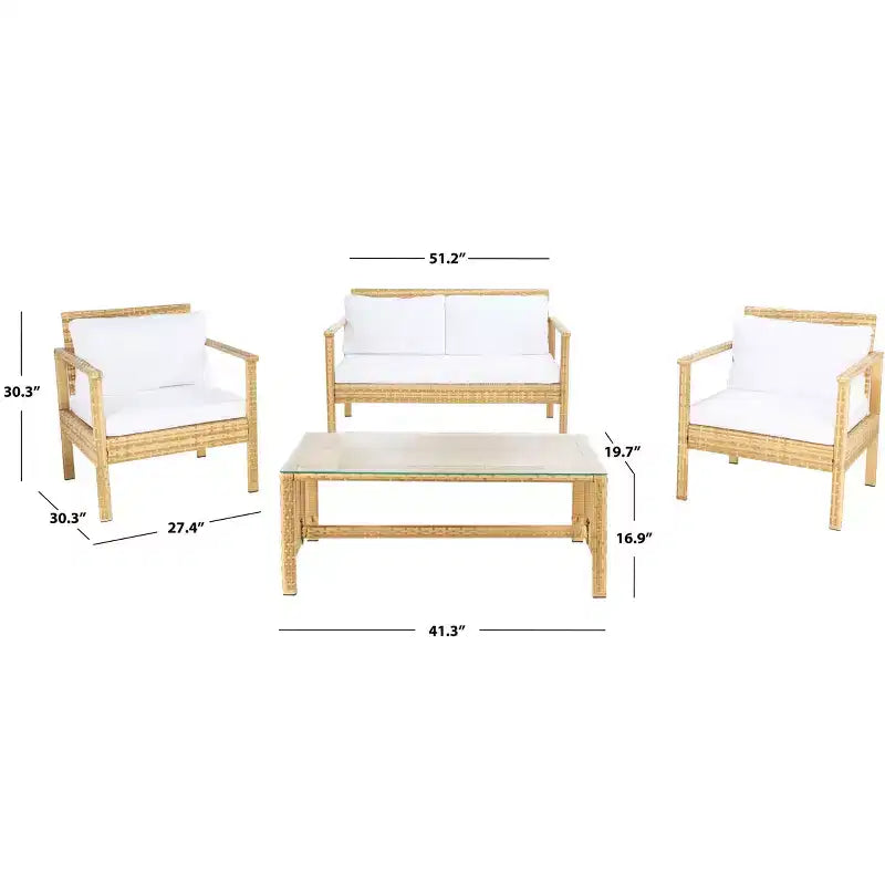 Garnen 4 Piece Living Set - Indoor/Outdoor - PAT7714 - Safavieh