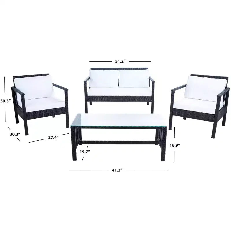 Garnen 4 Piece Living Set - Indoor/Outdoor - PAT7714 - Safavieh