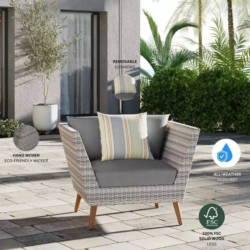 Amazonia 3pc All-Weather Wicker Outdoor Patio Conversation Furniture Set with Cushions