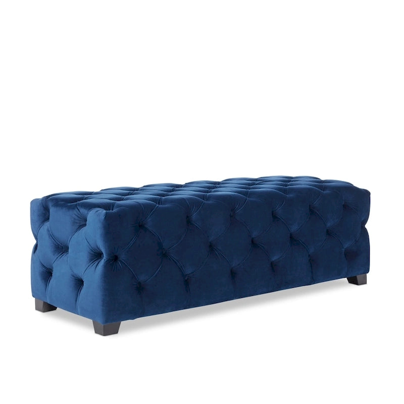Banc Pouf en Velours Capitonnage Touffeté – Banc d'Entrée Rembourré avec Boutons pour Chambre à Coucher