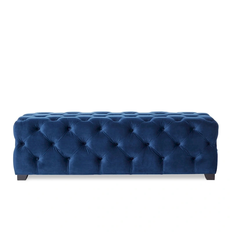 Banc Pouf en Velours Capitonnage Touffeté – Banc d'Entrée Rembourré avec Boutons pour Chambre à Coucher