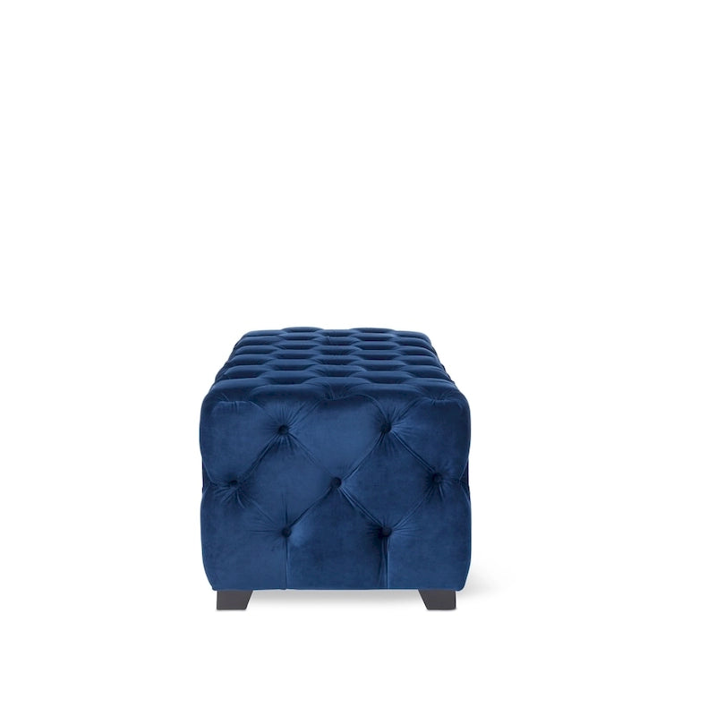 Banc Pouf en Velours Capitonnage Touffeté – Banc d'Entrée Rembourré avec Boutons pour Chambre à Coucher