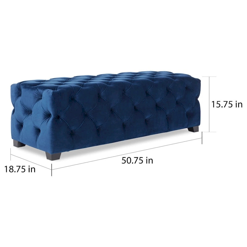 Banc Pouf en Velours Capitonnage Touffeté – Banc d'Entrée Rembourré avec Boutons pour Chambre à Coucher